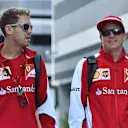 Sebastian Vettel (GER) Ferrari and Kimi Raikkonen (FIN) Ferrari at Formula One World Championship, Rd15, Russian Grand Prix, Race, Sochi Autodrom, Sochi, Krasnodar Krai, Russia, Sunday 11 October 2015. © Sutton Motorsport Images