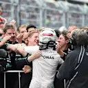 Lewis Hamilton (GBR) Mercedes AMG F1 W06 celebrates in parc ferme at Formula One World Championship, Rd15, Russian Grand Prix, Race, Sochi Autodrom, Sochi, Krasnodar Krai, Russia, Sunday 11 October 2015. © Sutton Motorsport Images