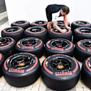 McLaren mechanic and Pirelli tyres at Formula One World Championship, Rd15, Russian Grand Prix, Preparations, Sochi Autodrom, Sochi, Krasnodar Krai, Russia, Thursday 8 October 2015. © Sutton Motorsport Images