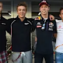 (L to R): Sergey Sirotkin (RUS) Rapax GP2, Artem Markelov (RUS) Russian Time GP2, Daniil Kvyat (RUS) Red Bull Racing at Formula One World Championship, Rd15, Russian Grand Prix, Preparations, Sochi Autodrom, Sochi, Krasnodar Krai, Russia, Thursday 8 October 2015. © Sutton Motorsport Images