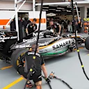 Force India pit stop practice at Formula One World Championship, Rd13, Singapore Grand Prix, Qualifying, Marina Bay Street Circuit, Singapore, Saturday 19  September 2015. © Sutton Motorsport Images