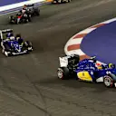 Felipe Nasr (BRA) Sauber C34 at the start of the race at Formula One World Championship, Rd13, Singapore Grand Prix, Race, Marina Bay Street Circuit, Singapore, Sunday 20 September 2015. © Sutton Motorsport Images