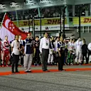 National Anthem is observed on the grid at Formula One World Championship, Rd13, Singapore Grand Prix, Race, Marina Bay Street Circuit, Singapore, Sunday 20 September 2015. © Sutton Motorsport Images