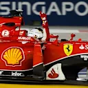 Race winner Sebastian Vettel (GER) Ferrari SF15-T celebrates at Formula One World Championship, Rd13, Singapore Grand Prix, Race, Marina Bay Street Circuit, Singapore, Sunday 20 September 2015. © Sutton Motorsport Images