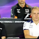 Romain Grosjean (FRA) Lotus F1 and Valtteri Bottas (FIN) Williams in the press conference at Formula One World Championship, Rd13, Singapore Grand Prix, Preparations, Marina Bay Street Circuit, Singapore, Thursday 17 September 2015. © Sutton Motorsport Images