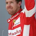 Sebastian Vettel (GER) Ferrari celebrates in parc ferme at Formula One World Championship, Rd5, Spanish Grand Prix Qualifying, Barcelona, Spain, Saturday 9 May 2015. © Sutton Motorsport Images
