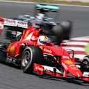 Sebastian Vettel (GER) Ferrari SF15-T leads Lewis Hamilton (GBR) Mercedes AMG F1 W06 at Formula One World Championship, Rd5, Spanish Grand Prix Race, Barcelona, Spain, Sunday 10 May 2015. © Sutton Motorsport Images