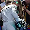 Nico Rosberg (GER) Mercedes AMG F1 celebrates with his wife Vivian Sibold (GER) in parc ferme at Formula One World Championship, Rd5, Spanish Grand Prix Qualifying, Barcelona, Spain, Saturday 9 May 2015. © Sutton Motorsport Images