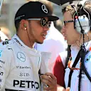 Lewis Hamilton (GBR) Mercedes AMG F1 on the grid with his race engineer Peter Bonnington (GBR) at Formula One World Championship, Rd5, Spanish Grand Prix Race, Barcelona, Spain, Sunday 10 May 2015. © Sutton Motorsport Images