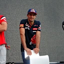Roberto Merhi (ESP) Marussia, Carlos Sainz jr (ESP) Scuderia Toro Rosso, Fernando Alonso (ESP) McLaren at Formula One World Championship, Rd5, Spanish Grand Prix Preparations, Barcelona, Spain, Thursday 7 May 2015. © Sutton Motorsport Images