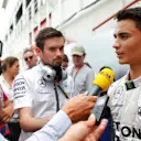 Pascal Wehrlein (GER) Mercedes Test and Reserve Driver talks with the media at Formula One Testing, Day Two, Barcelona, Spain, 13 May 2015. © Sutton Motorsport Images
