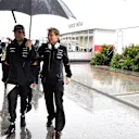Sergio Perez (MEX) Force India with his trainer Xavi Martos (ESP) Trainer at Formula One World Championship, Rd16, United States  Grand Prix, Qualifying, Austin, Texas, USA, Saturday 24 October 2015. © Sutton Motorsport Images