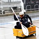 Sauber mechanics with an improvised rowing boat in pit lane at Formula One World Championship, Rd16, United States  Grand Prix, Qualifying, Austin, Texas, USA, Saturday 24 October 2015. © Sutton Motorsport Images