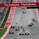 Lewis Hamilton (GBR) Mercedes AMG F1 W06 and Nico Rosberg (GER) Mercedes AMG F1 W06 battle for position at the start of the race at Formula One World Championship, Rd16, United States  Grand Prix, Race, Austin, Texas, USA, Sunday 25 October 2015. © Sutton Motorsport Images