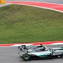 Lewis Hamilton (GBR) Mercedes AMG F1 W06 and Nico Rosberg (GER) Mercedes AMG F1 W06 battle at the start of the race at Formula One World Championship, Rd16, United States  Grand Prix, Race, Austin, Texas, USA, Sunday 25 October 2015. © Sutton Motorsport Images