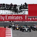 Lewis Hamilton (GBR) Mercedes AMG F1 W06 leads at the start of the raceas Nico Rosberg (GER) Mercedes AMG F1 W06 runs wide at Formula One World Championship, Rd16, United States  Grand Prix, Race, Austin, Texas, USA, Sunday 25 October 2015. © Sutton Motorsport Images
