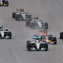 Lewis Hamilton (GBR) Mercedes AMG F1 W06 leads at the start of the race at Formula One World Championship, Rd16, United States  Grand Prix, Race, Austin, Texas, USA, Sunday 25 October 2015. © Sutton Motorsport Images