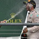 Race winner and new World Champion Lewis Hamilton (GBR) Mercedes AMG F1 celebrates on the podium with the champagne at Formula One World Championship, Rd16, United States  Grand Prix, Race, Austin, Texas, USA, Sunday 25 October 2015. © Sutton Motorsport Images