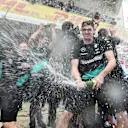 Mercedes AMG F1 celebrates with the champagne at Formula One World Championship, Rd16, United States  Grand Prix, Race, Austin, Texas, USA, Sunday 25 October 2015. © Sutton Motorsport Images