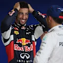 Daniel Ricciardo (AUS) Red Bull Racing celebrates in parc ferme with Lewis Hamilton (GBR) Mercedes AMG F1 at Formula One World Championship, Rd16, United States  Grand Prix, Qualifying, Austin, Texas, USA, Sunday 25 October 2015. © Sutton Motorsport Images
