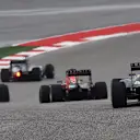 Daniil Kvyat (RUS) Red Bull Racing RB11 and Daniel Ricciardo (AUS) Red Bull Racing RB11 chase Nico Rosberg (GER) Mercedes AMG F1 W06 and Lewis Hamilton (GBR) Mercedes AMG F1 W06 at Formula One World Championship, Rd16, United States  Grand Prix, Race, Austin, Texas, USA, Sunday 25 October 2015. © Sutton Motorsport Images