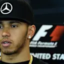 Lewis Hamilton (GBR) Mercedes AMG F1 in the Press Conference at Formula One World Championship, Rd16, United States  Grand Prix, Preparations, Austin, Texas, USA, Thursday 22 October 2015. © Sutton Motorsport Images