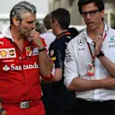 Maurizio Arrivabene (ITA) Ferrari Team Principal and Toto Wolff (AUT) Mercedes AMG F1 Director of Motorsport at Formula One World Championship, Rd21, Abu Dhabi Grand Prix, Practice, Yas Marina Circuit, Abu Dhabi, UAE, Friday 25 November 2016. © Sutton Images