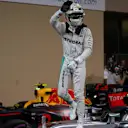 Pole sitter Lewis Hamilton (GBR) Mercedes-Benz F1 W07 Hybrid celebrates in parc ferme at Formula One World Championship, Rd21, Abu Dhabi Grand Prix, Qualifying, Yas Marina Circuit, Abu Dhabi, UAE, Saturday 26 November 2016. © Sutton Images