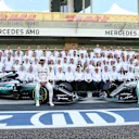 Lewis Hamilton (GBR) Mercedes AMG F1 and Nico Rosberg (GER) Mercedes AMG F1 in the team photo at Formula One World Championship, Rd21, Abu Dhabi Grand Prix, Race, Yas Marina Circuit, Abu Dhabi, UAE, Sunday 27 November 2016. © Sutton Images