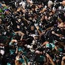 Nico Rosberg (GER) Mercedes AMG F1 celebrates with the team surrounded by photographers at Formula One World Championship, Rd21, Abu Dhabi Grand Prix, Race, Yas Marina Circuit, Abu Dhabi, UAE, Sunday 27 November 2016. © Sutton Images