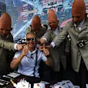 Valtteri Bottas (FIN) Williams and coneheads at the autograph session at Formula One World Championship, Rd21, Abu Dhabi Grand Prix, Race, Yas Marina Circuit, Abu Dhabi, UAE, Sunday 27 November 2016. © Sutton Images