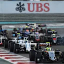 Sergio Perez (MEX) Force India VJM09 at the start of the race at Formula One World Championship, Rd21, Abu Dhabi Grand Prix, Race, Yas Marina Circuit, Abu Dhabi, UAE, Sunday 27 November 2016. © Sutton Images