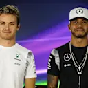 Nico Rosberg (GER) Mercedes AMG F1 and Lewis Hamilton (GBR) Mercedes AMG F1 in the Press Conference at Formula One World Championship, Rd21, Abu Dhabi Grand Prix, Preparations, Yas Marina Circuit, Abu Dhabi, UAE, Thursday 24 November 2016. © Sutton Images
