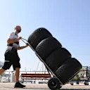 McLaren mechanic and Pirelli tyres at Formula One World Championship, Rd21, Abu Dhabi Grand Prix, Preparations, Yas Marina Circuit, Abu Dhabi, UAE, Thursday 24 November 2016. © Sutton Images