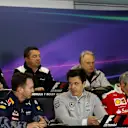 (L to R): Cyril Abiteboul (FRA) Renault Sport F1 Managing Director, Eric Boullier (FRA) McLaren Racing Director, Gene Haas (USA) Founder and Chairman, Haas F1 Team, Christian Horner (GBR) Red Bull Racing Team Principal, Toto Wolff (AUT) Mercedes AMG F1 Director of Motorsport and Maurizio Arrivabene (ITA) Ferrari Team Principal in the Press Conference at Formula One World Championship, Rd1, Australian Grand Prix, Practice, Albert Park, Melbourne, Australia, Friday 18 March 2016. © Sutton Motorsport Images
