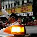 Pole sitter Lewis Hamilton (GBR) Mercedes AMG F1 celebrates at Formula One World Championship, Rd1, Australian Grand Prix, Qualifying, Albert Park, Melbourne, Australia, Saturday 19 March 2016. © Sutton Motorsport Images