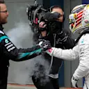 Pole sitter Lewis Hamilton (GBR) Mercedes AMG F1 celebrates in parc ferme at Formula One World Championship, Rd1, Australian Grand Prix, Qualifying, Albert Park, Melbourne, Australia, Saturday 19 March 2016. © Sutton Motorsport Images