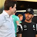 Toto Wolff (AUT) Mercedes AMG F1 Director of Motorsport and Lewis Hamilton (GBR) Mercedes AMG F1 at Formula One World Championship, Rd1, Australian Grand Prix, Race, Albert Park, Melbourne, Australia, Sunday 20 March 2016. © Sutton Motorsport Images