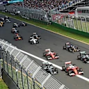 Sebastian Vettel (GER) Ferrari SF16-H leads Nico Rosberg (GER) Mercedes-Benz F1 W07 Hybrid and Lewis Hamilton (GBR) Mercedes-Benz F1 W07 Hybrid at the start of the race at Formula One World Championship, Rd1, Australian Grand Prix, Race, Albert Park, Melbourne, Australia, Sunday 20 March 2016. © Sutton Motorsport Images