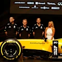 Cyril Abiteboul (FRA) Renault Sport F1 Managing Director, Kevin Magnussen (DEN) Renault Sport F1 Team and Jolyon Palmer (GBR) Renault Sport F1 Team at the Renault Sport F1 Team Definitive Livery Launch at Formula One World Championship, Rd1, Australian Grand Prix, Preparations, Albert Park, Melbourne, Australia, Wednesday 16 March 2016. © Sutton Motorsport Images