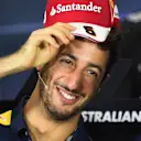 Daniel Ricciardo (AUS) Red Bull Racing with Ferrari cap in the Press Conference at Formula One World Championship, Rd1, Australian Grand Prix, Preparations, Albert Park, Melbourne, Australia, Thursday 17 March 2016. © 2014