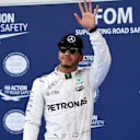 Pole sitter Lewis Hamilton (GBR) Mercedes AMG F1 celebrates in parc ferme at Formula One World Championship, Rd9, Austrian Grand Prix, Qualifying, Spielberg, Austria, Saturday 2 July 2016. © Sutton Images
