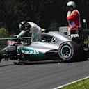 Nico Rosberg (GER) Mercedes-Benz F1 W07 Hybrid following his crash in FP3 at Formula One World Championship, Rd9, Austrian Grand Prix, Qualifying, Spielberg, Austria, Saturday 2 July 2016. © Sutton Images