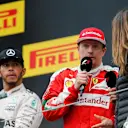 Lewis Hamilton (GBR) Mercedes AMG F1 and Kimi Raikkonen (FIN) Ferrari celebrate on the podium at Formula One World Championship, Rd9, Austrian Grand Prix, Race, Spielberg, Austria, Sunday 3 July 2016. © Sutton Images