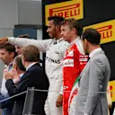 (L to R): James Vowles (GBR) Mercedes AMG F1 Chief Strategist, Max Verstappen (NED) Red Bull Racing, race winner Lewis Hamilton (GBR) Mercedes AMG F1 and Kimi Raikkonen (FIN) Ferrari celebrate on the podium at Formula One World Championship, Rd9, Austrian Grand Prix, Race, Spielberg, Austria, Sunday 3 July 2016. © Sutton Images