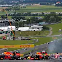 Daniel Ricciardo (AUS) Red Bull Racing RB12 and Max Verstappen (NED) Red Bull Racing RB12 at the start of the race at Formula One World Championship, Rd9, Austrian Grand Prix, Race, Spielberg, Austria, Sunday 3 July 2016. © Sutton Images