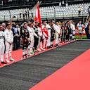 Drivers line the grid for the national Anthem at Formula One World Championship, Rd9, Austrian Grand Prix, Race, Spielberg, Austria, Sunday 3 July 2016. © Sutton Images