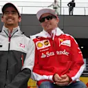 Esteban Gutierrez (MEX) Haas F1 and Kimi Raikkonen (FIN) Ferrari on the drivers parade at Formula One World Championship, Rd9, Austrian Grand Prix, Race, Spielberg, Austria, Sunday 3 July 2016. © Sutton Images