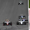 Esteban Gutierrez (MEX) Haas VF-16 and Felipe Massa (BRA) Williams FW38 battle and sparks at Formula One World Championship, Rd9, Austrian Grand Prix, Race, Spielberg, Austria, Sunday 3 July 2016. © Sutton Images