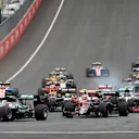 Lewis Hamilton (GBR) Mercedes-Benz F1 W07 Hybrid leads at the start of the race at Formula One World Championship, Rd9, Austrian Grand Prix, Race, Spielberg, Austria, Sunday 3 July 2016. © Sutton Images